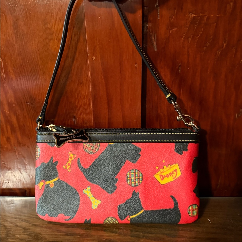 Dooney & Bourke Red and Black Scottie Dog Print Women's Wristlet Bag